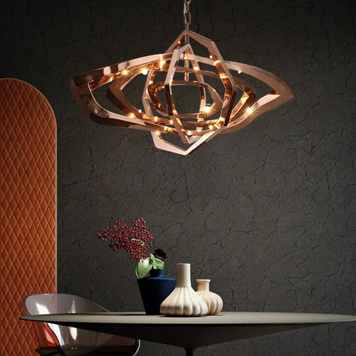 New Designer LED Living Room Chandeliers Stainless Steel Creative Dining Bedroom Lighting Postmodern Light Luxury Hanging Lamps - vue 5 sur 6