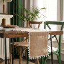 Chemin de table style toile de jute pompons champetre