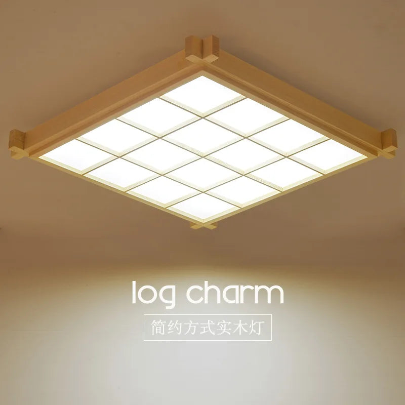 plafonnier led ultra-mince en bois style japonais avec couverture en peau de mouton