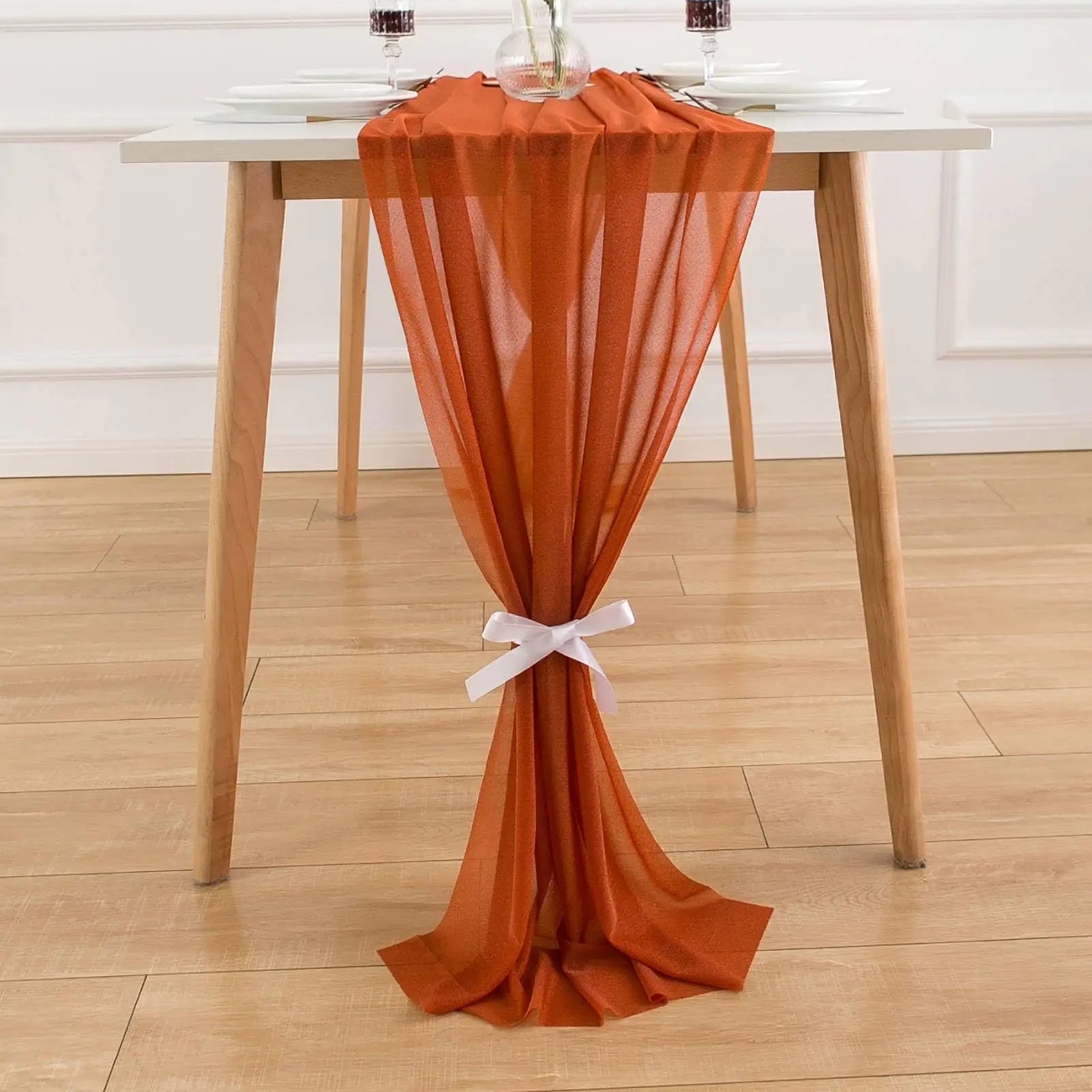 Chemin de table mousseline bohème transparent mariage lot4 - vue 4 sur 7
