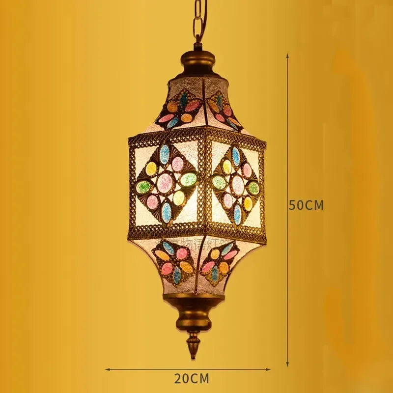 lustre suspendu asiatique décoratif pour intérieur bohème - vue 10 sur 18