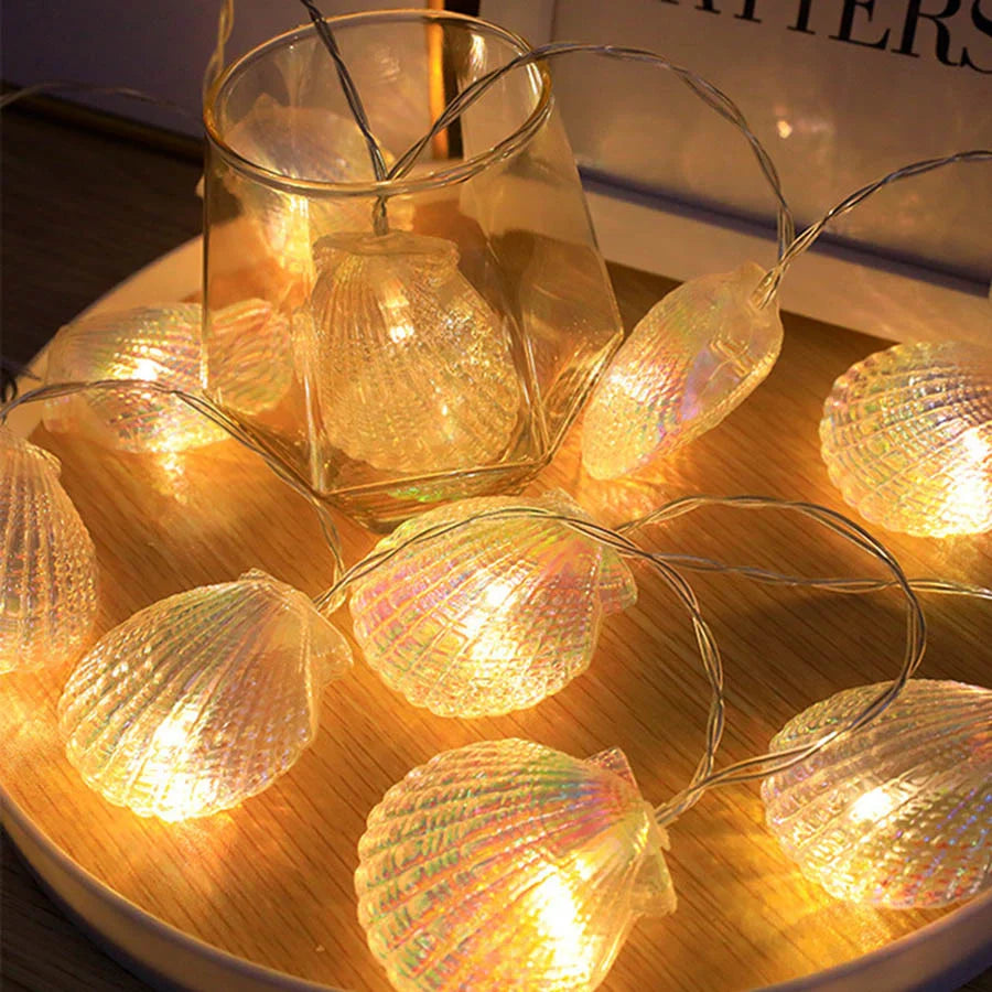guirlande lumineuse coquillages pour décor océan fête mariage - vue 3 sur 7