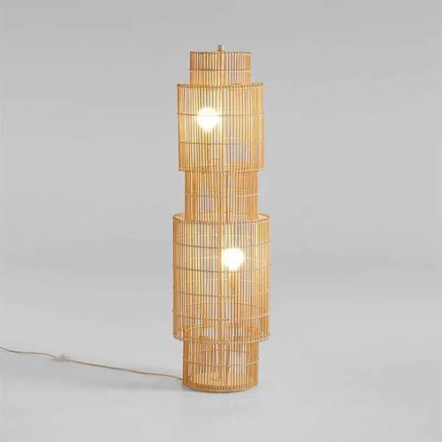 Lampadaire nordique en rotin Art déco