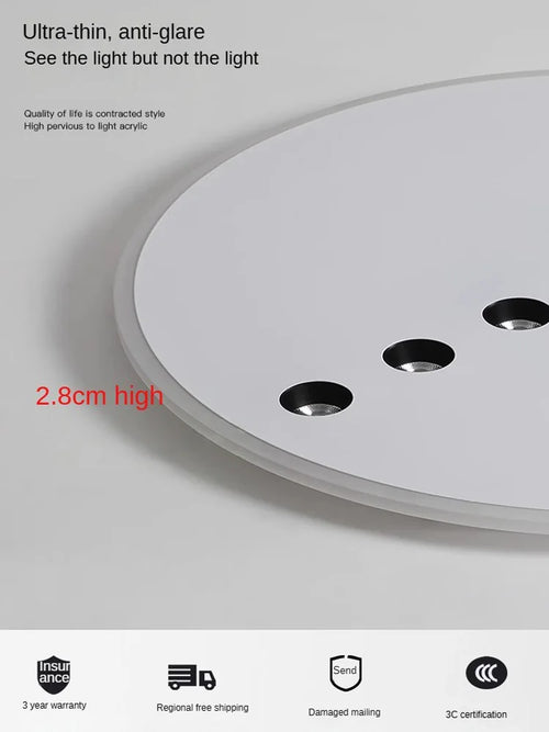 plafonnier led rond minimaliste à intensité réglable pour intérieur - vue 5 sur 8