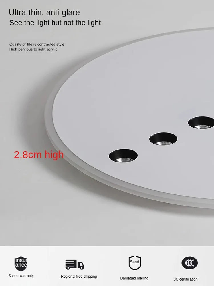 plafonnier led rond minimaliste à intensité variable pour intérieur - vue 5 sur 8
