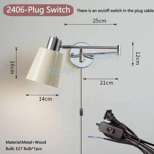 applique murale moderne bras pivotant led en tissu plissé métal - vue 16 sur 23