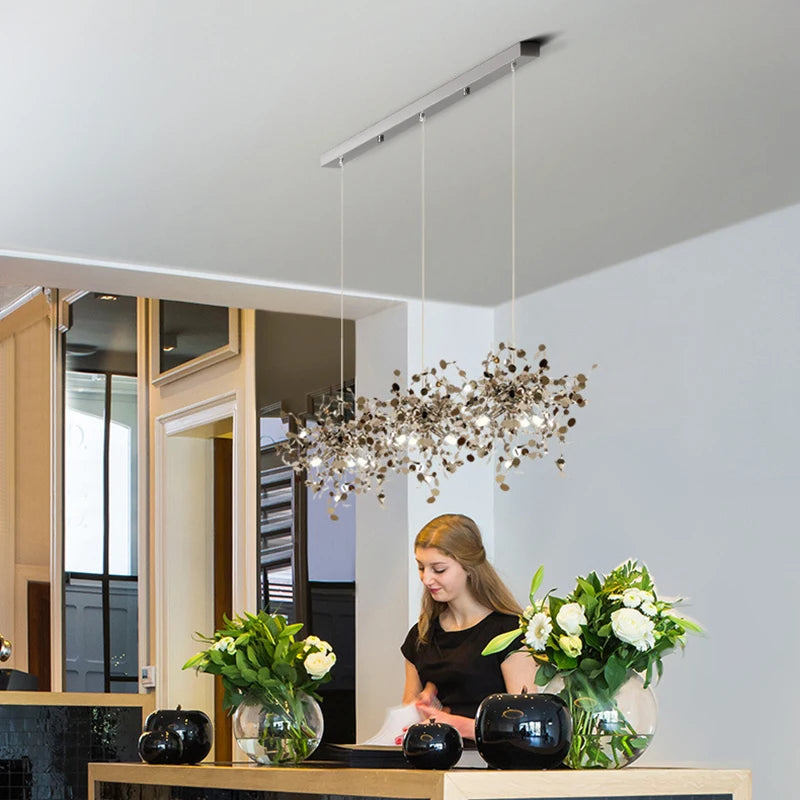 Nordic Luxury Stainless Steel Pendant Lamp Silver Chrome Dining Table Hanging Light Living Room Bar Clothes Shop Decor Lustre - vue 4 sur 18