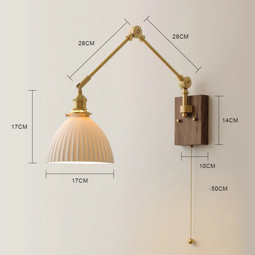 iwhd Applique murale led pivotante en cuivre avec interrupteur à chaîne - vue 13 sur 23