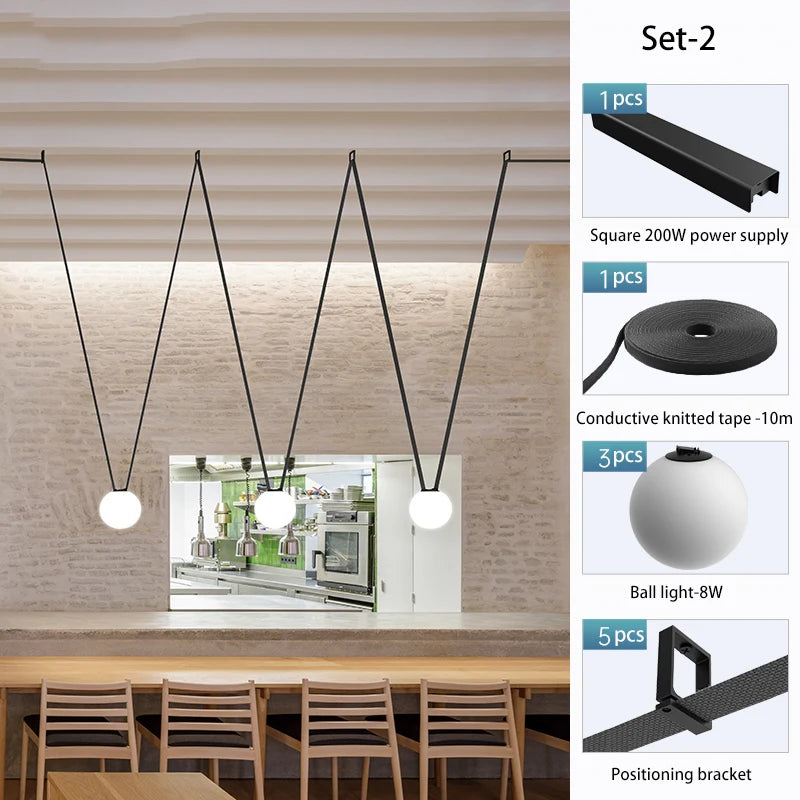 lampe led en tissu tricoté bande lumineuse pour loft - vue 27 sur 28