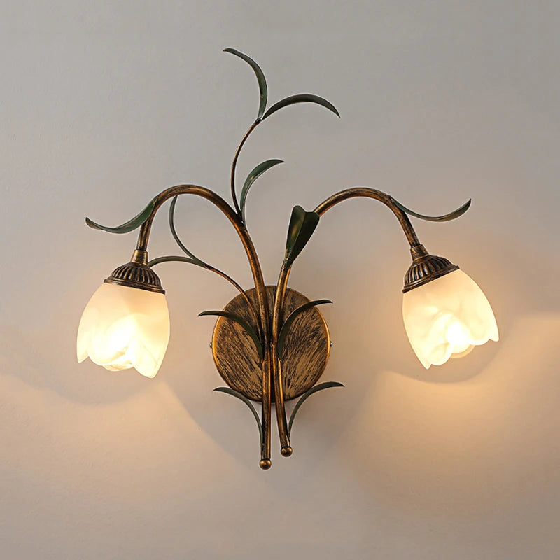 applique murale style américain rétro bronze cristal romantique pastorale - vue 2 sur 8