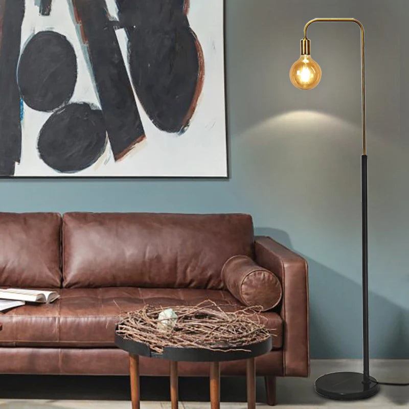 lampadaire rétro en laiton led au design créatif minimaliste - vue 3 sur 7
