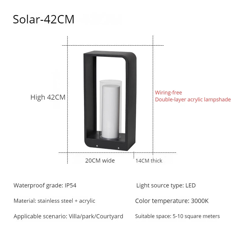 lampe solaire led extérieure étanche pour jardin et cour - vue 13 sur 21