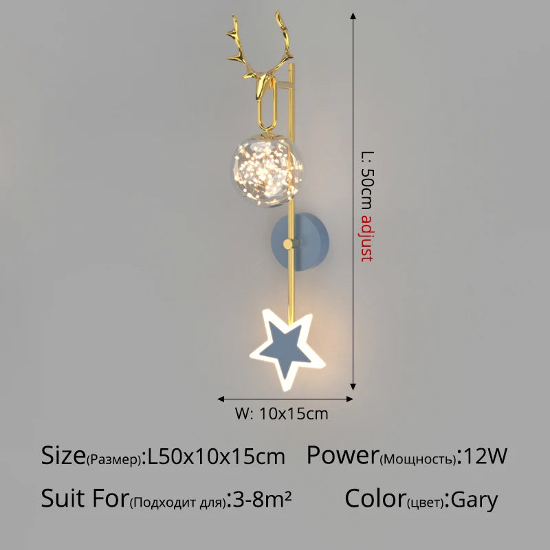 applique murale minimalistes nordiques luxe étoiles lustre chevet