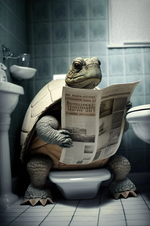 décoration murale humoristique animaux sur toilettes en toile