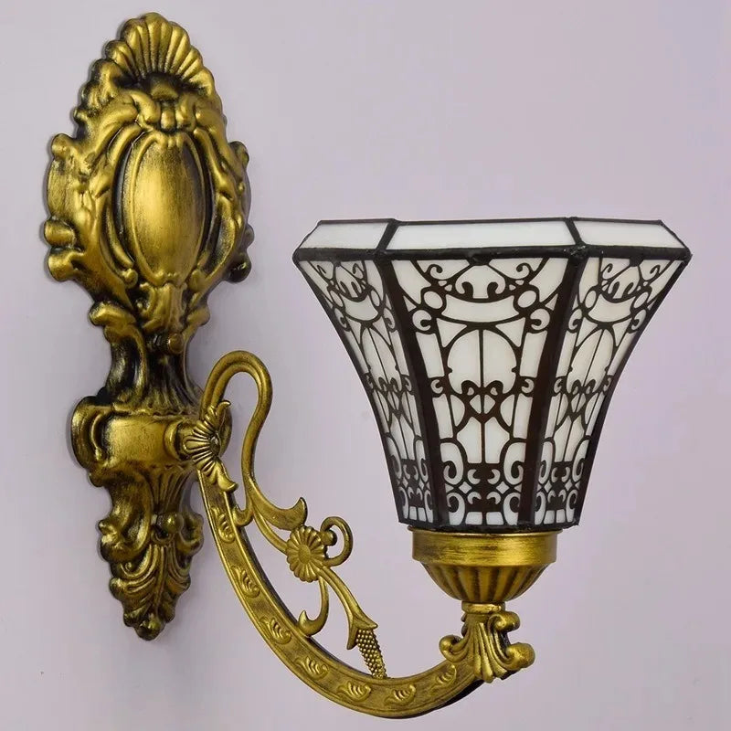 tiffany miroir rétro lampe tournesol simple tête applique murale