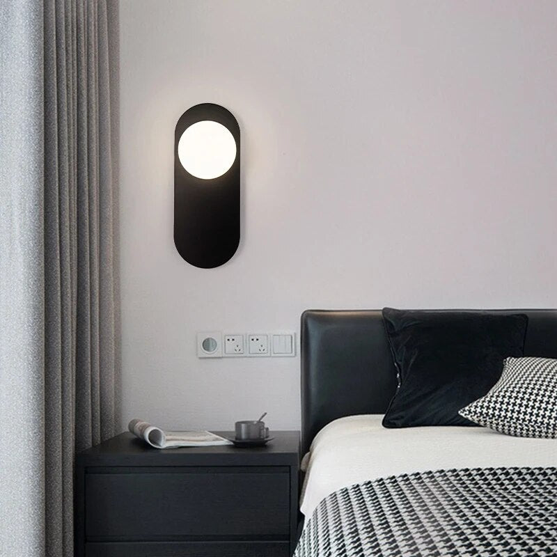 Applique murale LED moderne minimaliste en fer noir et doré