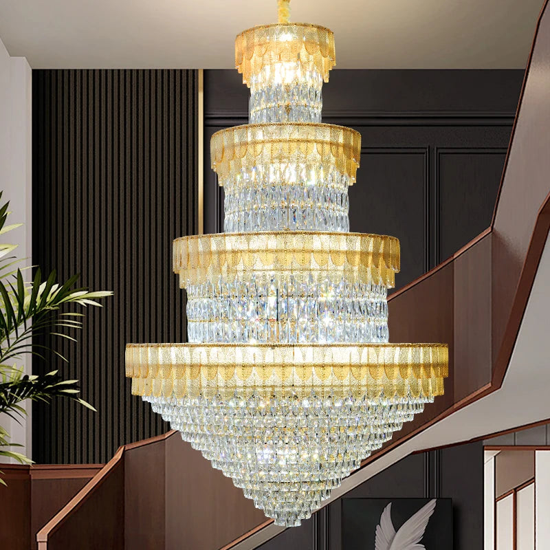 lustre luxe cristal design contemporain pour salon et hôtel - vue 4 sur 14