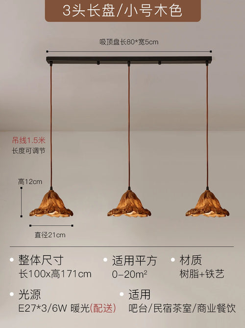 suspension lotus en résine style wabi-sabi zen vintage pour intérieur - vue 15 sur 19
