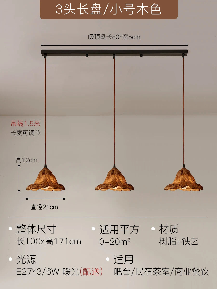 suspension lotus en résine style wabi-sabi zen vintage pour intérieur - vue 14 sur 19