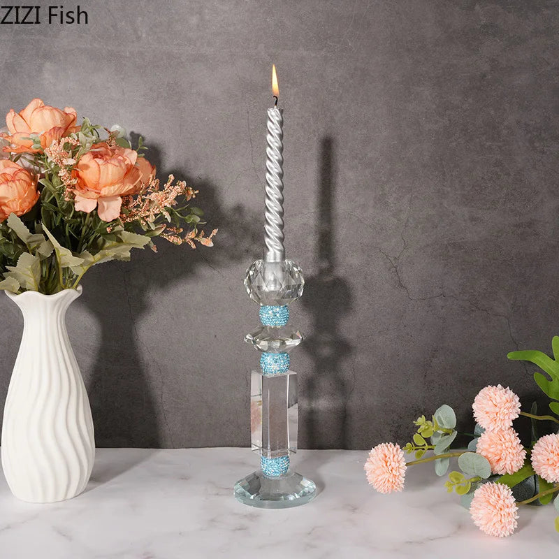 bougeoir en cristal géométrique pour décoration moderne et romantique - vue 3 sur 6