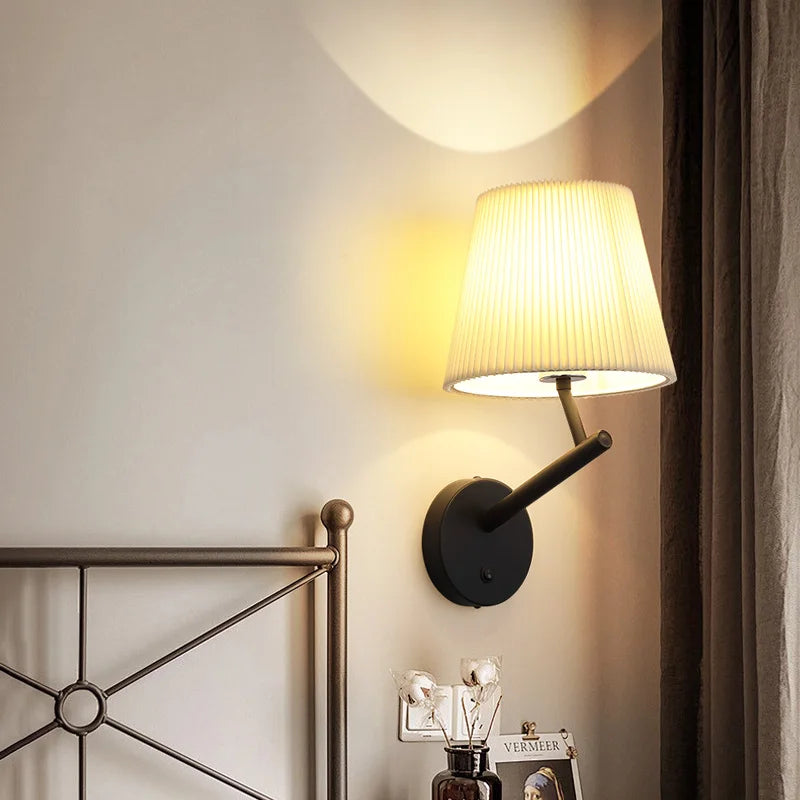 applique murale vintage américaine avec interrupteur led plissée - vue 5 sur 7