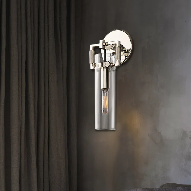 applique murale led rétro américaine en métal et verre - vue 4 sur 8