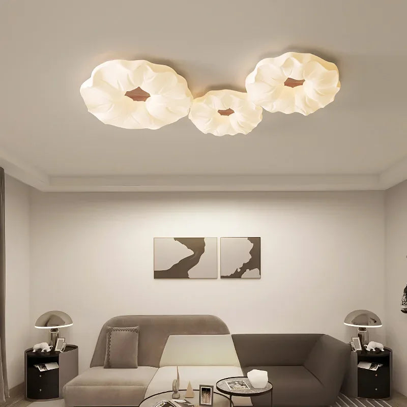 lustre led moderne avec moule fleurs en style nordique loft