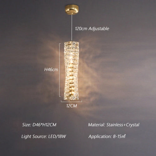 suspension nordique moderne en acier inoxydable et cristal décoratif - vue 10 sur 18