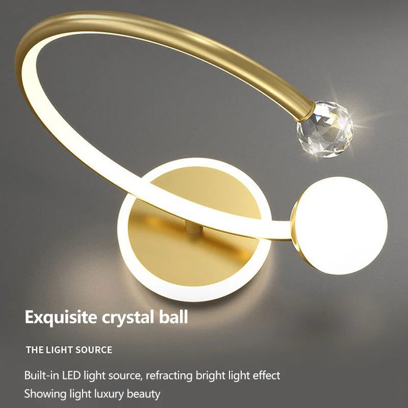 Plafonnier rond avec boule en cristal à LED