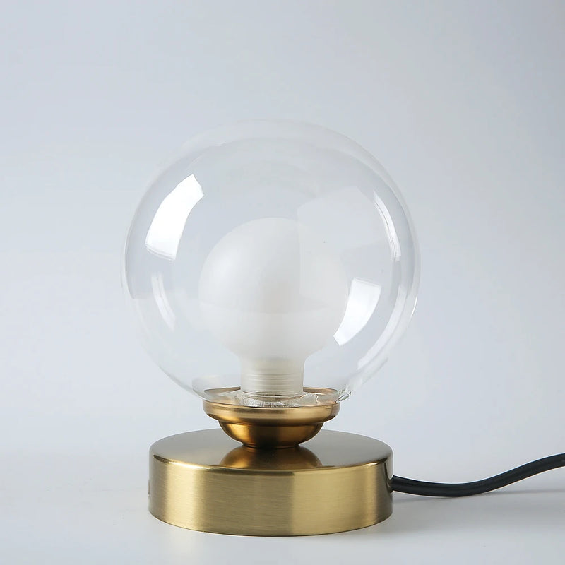 Nouveau LED lampe de lecture lampes de Table boule de verre doré lampes de bureau pour luminaire de chevet chambre hôtel décor à la maison anneau rond éclairage
