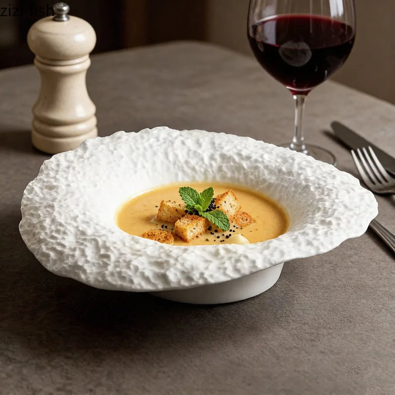 Assiette bol céramique texture roche style chapeau champignon