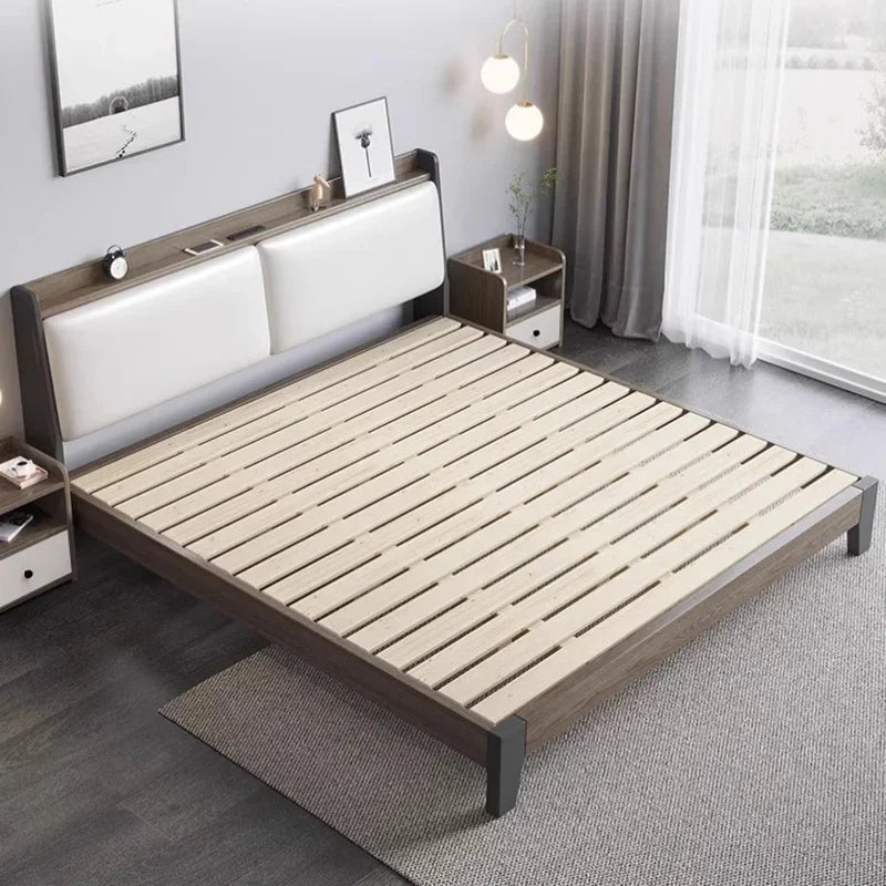 lit double nordique minimaliste multifonction luxe moderne