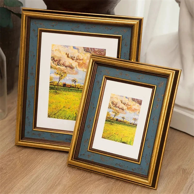 cadre photo rétro américain avec bordure dorée pour décoration intérieure - vue 3 sur 7