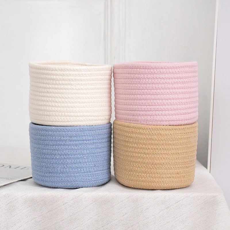 paniers de rangement en corde de coton pour jouets et objets divers - vue 6 sur 12