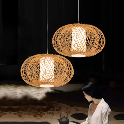 Suspension chinoise en bambou en rotin tissé créatif - vue 2 sur 9