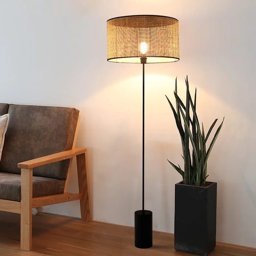 lampadaire en rotin tissé style rural créatif pour intérieur - vue 2 sur 8