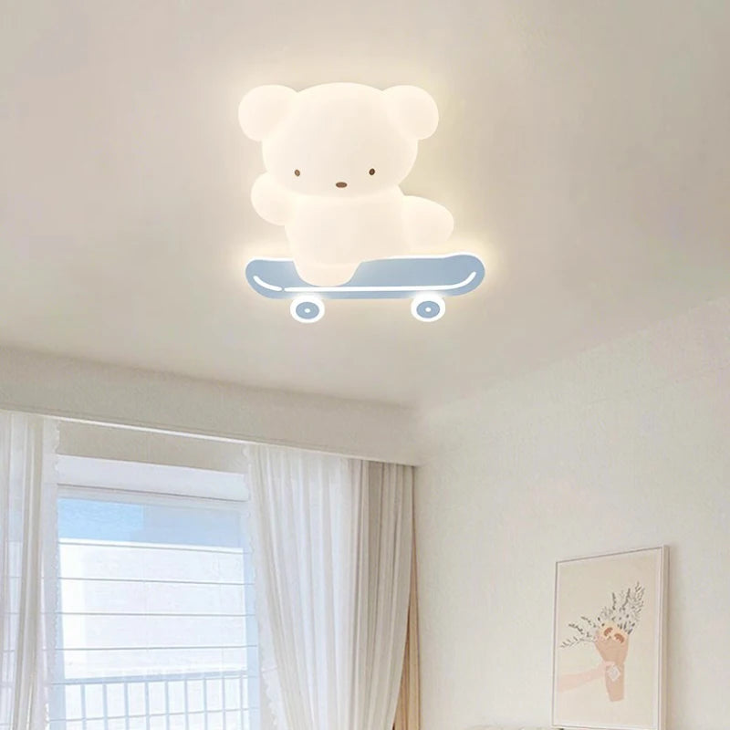 plafonnier ours skateboard lumineux pour chambre d'enfant moderne - vue 4 sur 8
