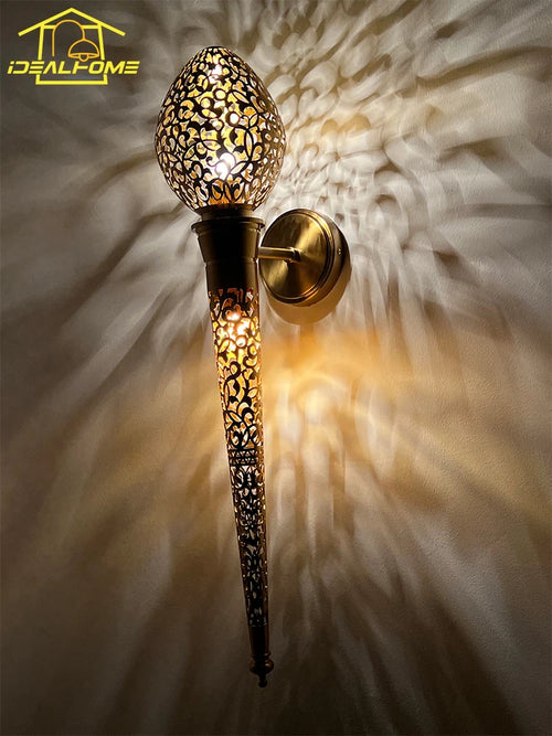 applique murale marocaine sculptée torche exotique à led pour intérieur - vue 2 sur 6
