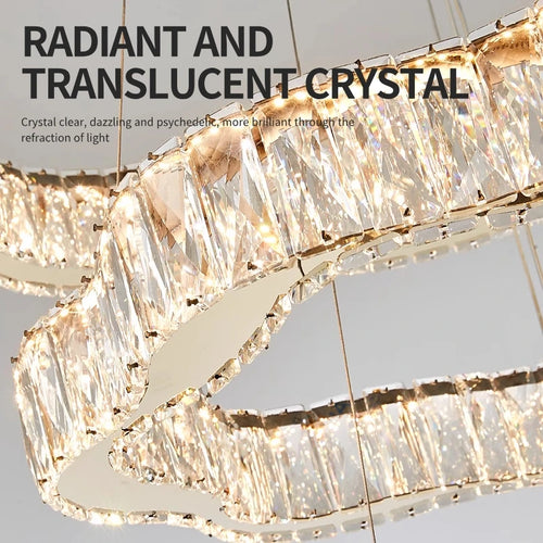 lustre moderne en cristal avec éclairage led design élégant - vue 6 sur 13