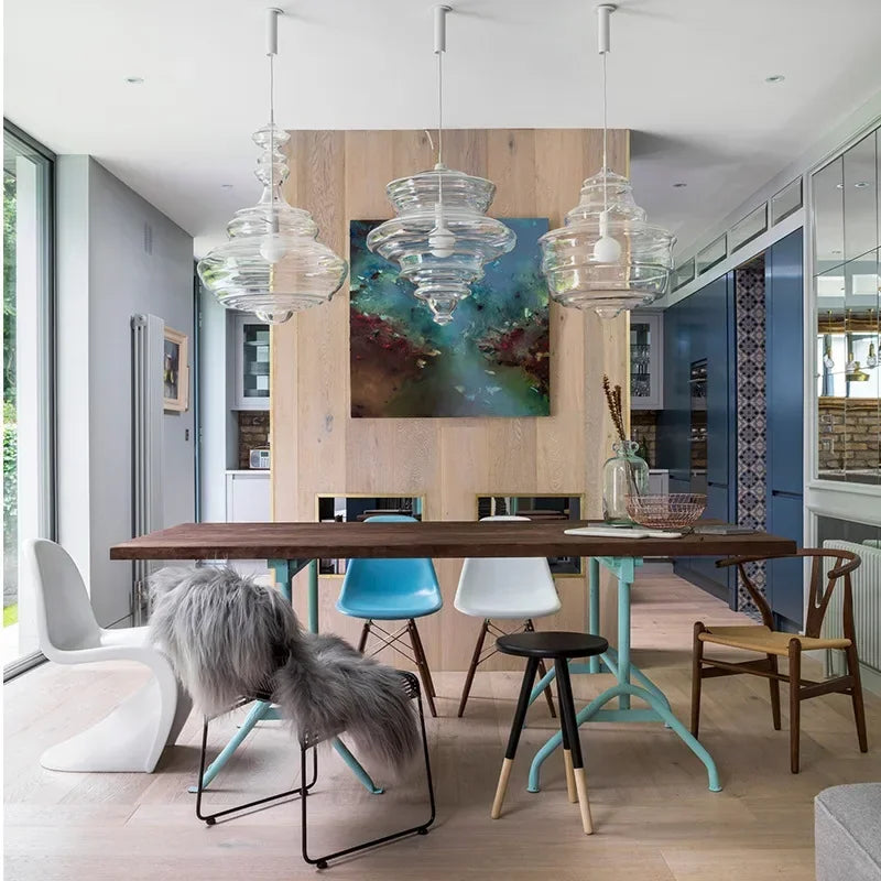 lustre nordique en verre pour un éclairage décoratif élégant
