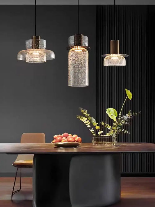 suspension rétro en verre craquelé style américain pour bar et café - vue 2 sur 12