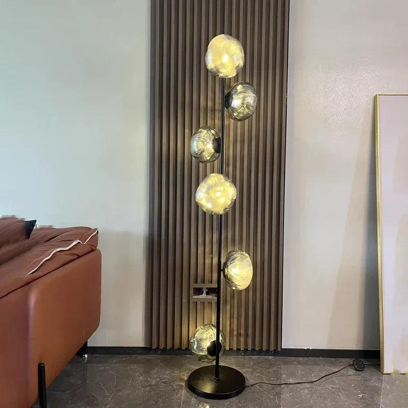 Scandinavia Glass Shade Led Floor Lamp Living Room Home Decor Corner Sofa Bedroom Bedside Standing Table Light - vue 7 sur 14
