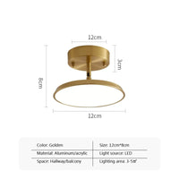 Lampe plafonnier lumière LED rotatif cuivre