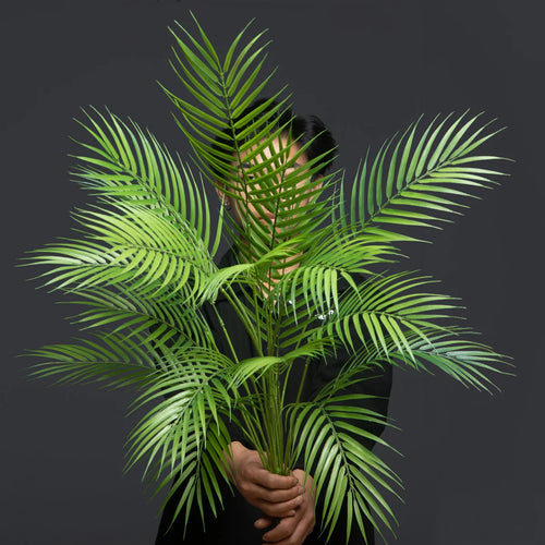 grand palmier artificiel avec feuilles de monstera pour décoration extérieure - vue 3 sur 7