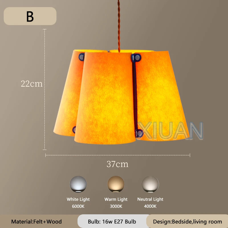 Art Design Restaurant Pendant Lamps Detachable Felt Sconces LED E27 Hanging Light for Living Room Dining Table Green White Pink - vue 9 sur 11