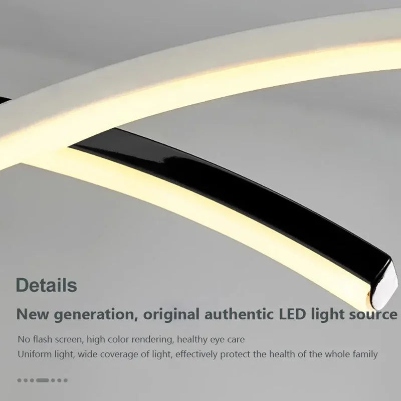 lustre moderne à leds avec télécommande et ligne simple - vue 5 sur 8