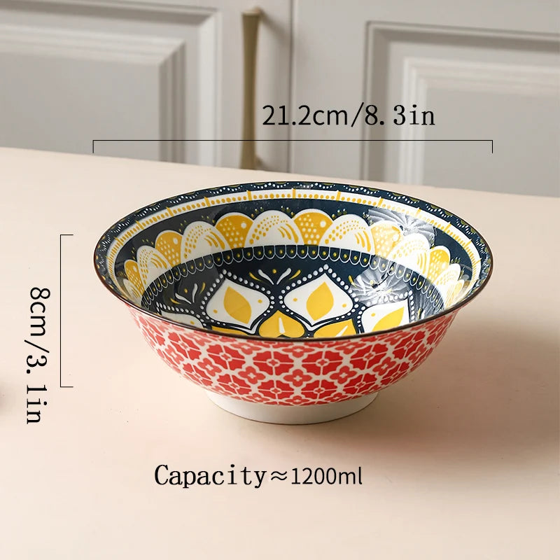 ensemble 4 bols ceramique boheme motifs soupe 20cm - vue 7 sur 7
