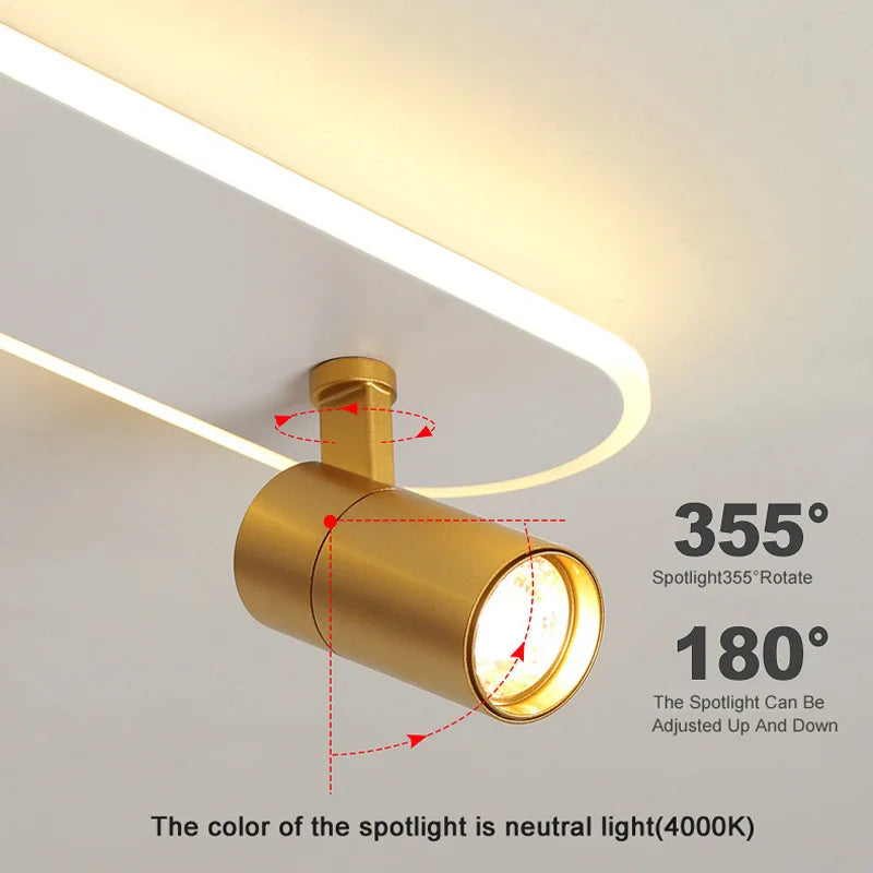 lampe de plafond moderne à leds avec projecteur décoratif