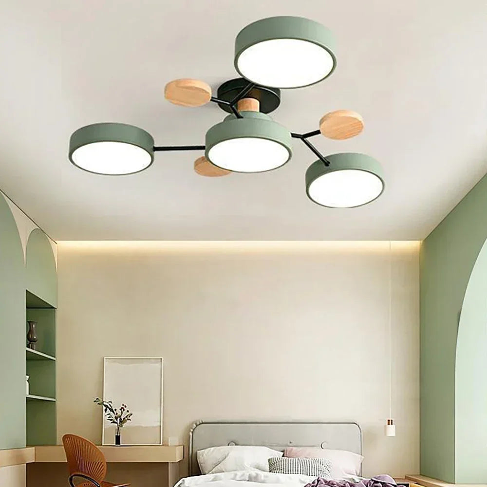 plafonnier LED en bois design nordique pour intérieur élégant - vue 4 sur 22