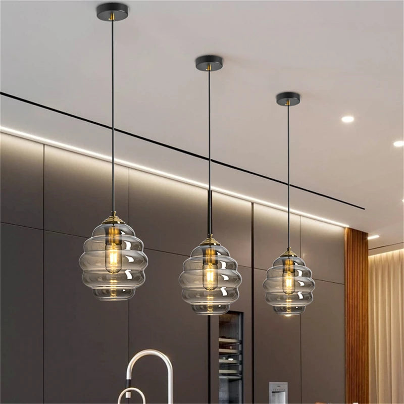 suspension boule de vitrail nordique moderne